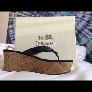 COACH Jorgina Patent Navy Wedge